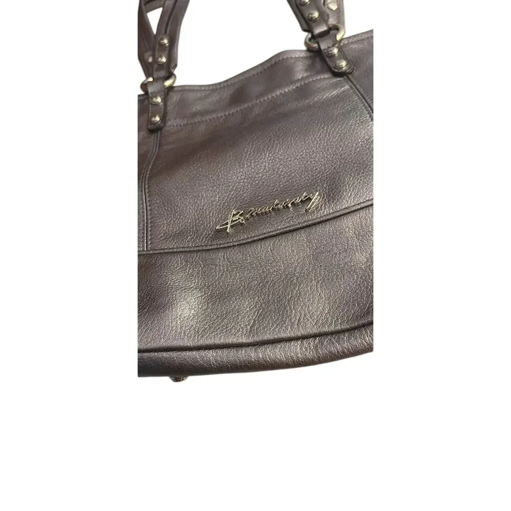 Women’s B. Makowsky Metallic Silver Leather Tote